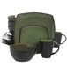 Gibson Soho Lounge Vierkant Reactief Glazuur Aardewerk Servies Set, Service voor 4 (16st), Groen