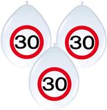 Folat Bv Ballonnen 30 jaar - 16x - stopbord - wit - 30 cm