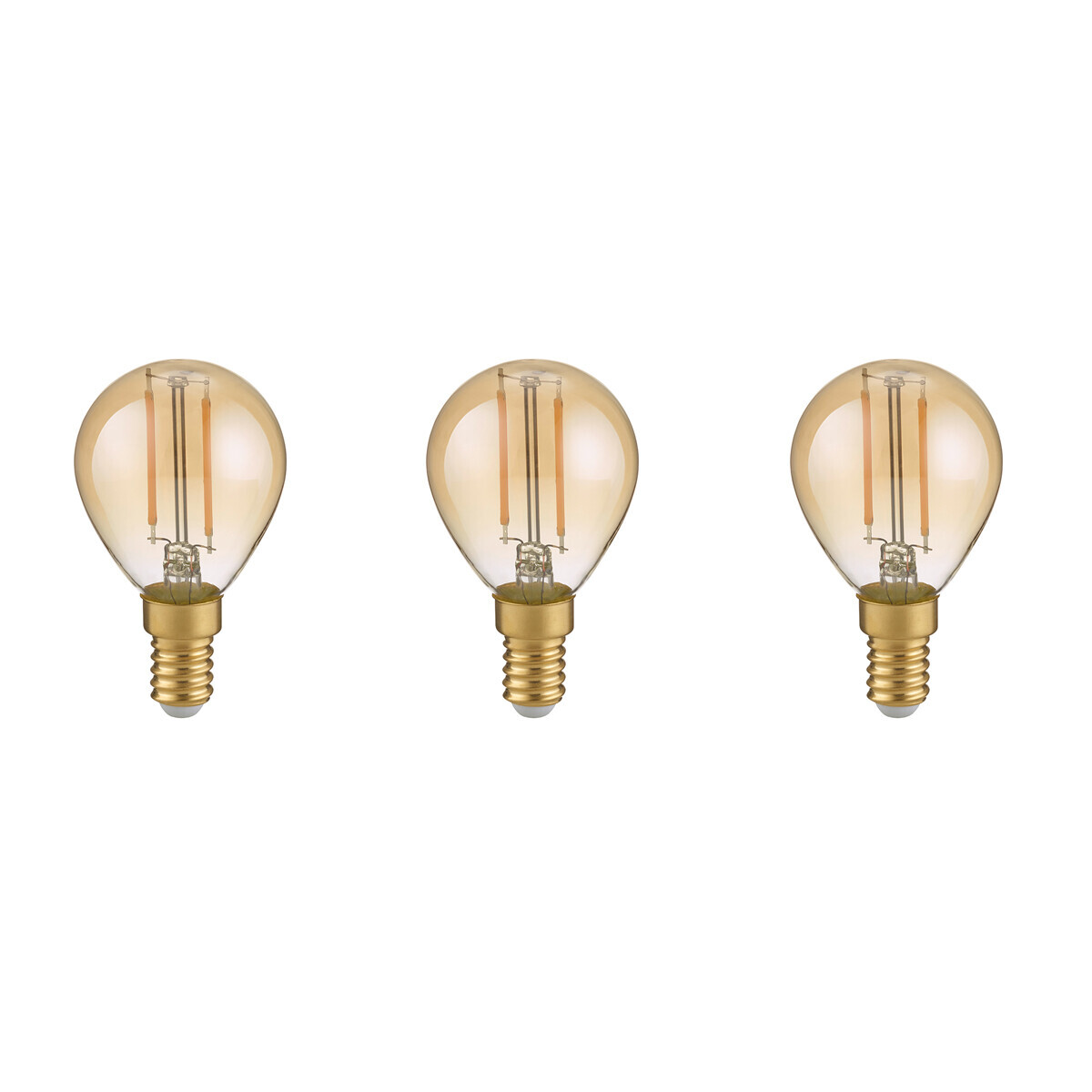BES LED LED Lamp - Filament - Trion Tropin - Set 3 Stuks - E14 Fitting - 2W - Warm Wit-2700K - Amber - Glas