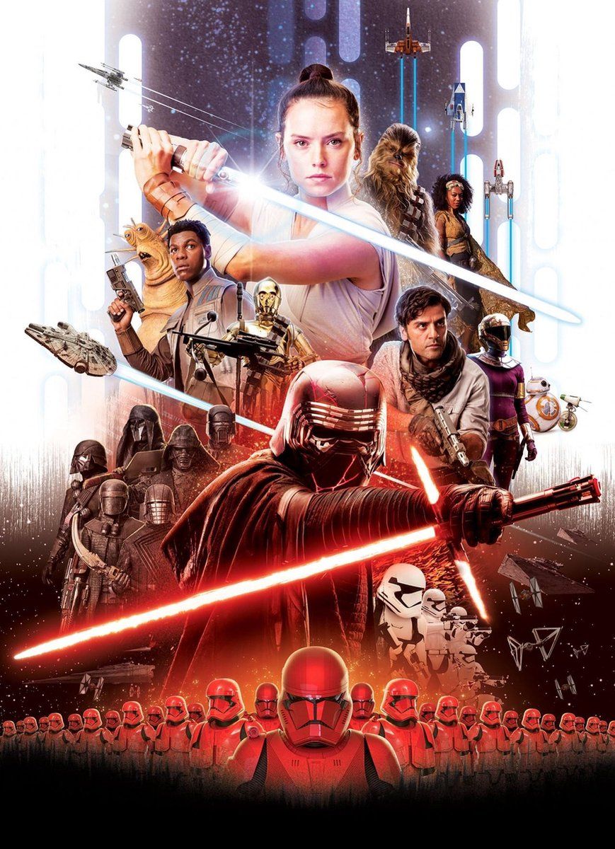 KOMAR Star Wars EP9 Movie Poster Rey Fotobehang 184x254cm 4-delig