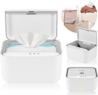 Lionelo BabyBliss - Chauffe-lingettes - Boîte à lingettes - 3 réglages de température - Chauffage enveloppant - Veilleuse intégrée