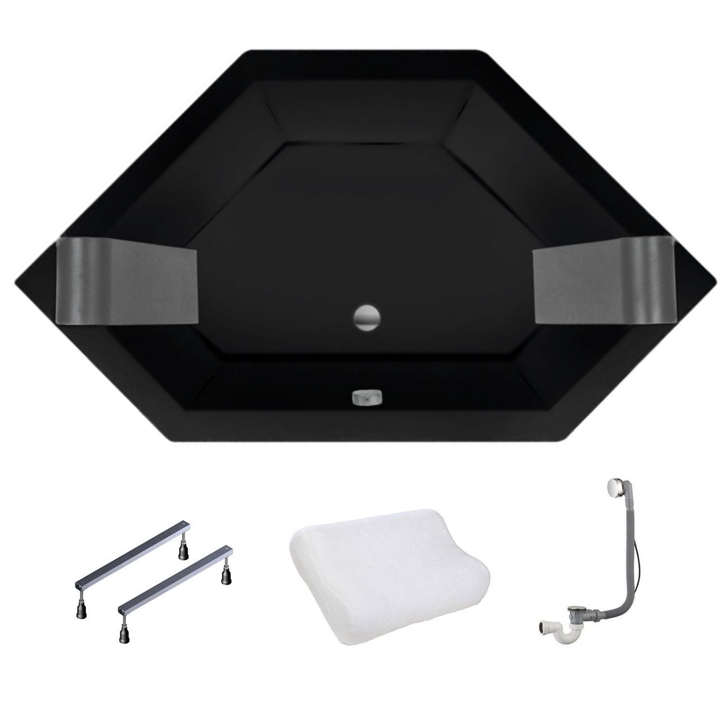 XENZ Society Hoekbad 145x145 cm Mat Ebony Zwart