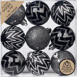Inge-glas Inge Christmas Goods Kerstballen - 9 stuks - Kunststof - Zwart - 6 cm