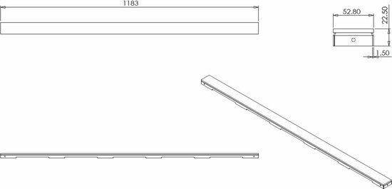 Wiesbaden Glasrooster 120 cm. - Zwart
