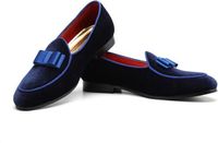 Grappige Bol Man Peas Shoes Gepersonaliseerde Suede Bow Tide Shoes, Maat: 41 (blauw)