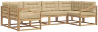 vidaXL - Bank loungeset - 6 zitplekken - Wit en Beige - Acacia hout