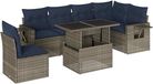vidaXL 7-delige dining loungeset met kussens, grijs, polyrotan