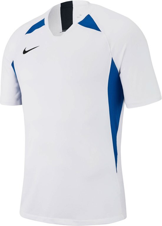 Nike Dry Legend SS Teamshirt Heren Sportshirt - Maat M - Mannen - wit/blauw