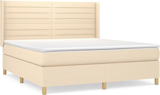 vidaXL Boxspring met matras stof crèmekleurig 160x200 cm