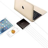 LVSUN LS-Q5U-PD USB-laadstation 80 W 4x USB-A, 1x USB-C USB PD, QC 3.0 Zwart