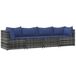 vidaXL Loungeset met kussens, polyrattan, grijs