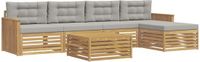vidaXL Buiten bankenset 6 st Wit en Lichtgrijs Polyester