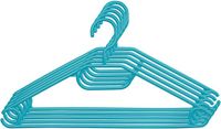 KADAX Kleerhangers van kunststof, 5 stuks, 360 graden draaibare haak, ingekerfde schouders, broekstang, ruimtebesparende, antislip, garderobehanger voor overhemd, broeken, rok, jashanger (turquoise)