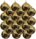 Decoris Kaemingk B.V. 18x Gouden glazen kerstballen 8 cm - Glans/glanzende - Kerstboomversiering goud