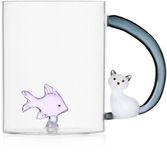 Ichendorf Milano Tasse ou Mug - Poisson Rose & Chat Blanc - Tabby Cat - Boîte Cadeau