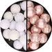 Merkloos / Sans marque Billiet - Vanlaere Kerstballen 36x stuks - 3 en 4 cm - wit en lichtroze - kunststof
