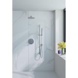 Fortifura Calvi Inbouw Regendoucheset - rond - thermostatisch - wandarm - glijstang - 25cm hoofddouche - staaf handdouche - gladde slang - PVD - geborsteld RVS