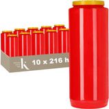 Kristen Noveenkaars 9 Dagen Rood – Kaarsen – 10 Stuks – Herdenkingslicht – Grafkaars – Brandduur 216 Uur – Voor Binnen en Buiten