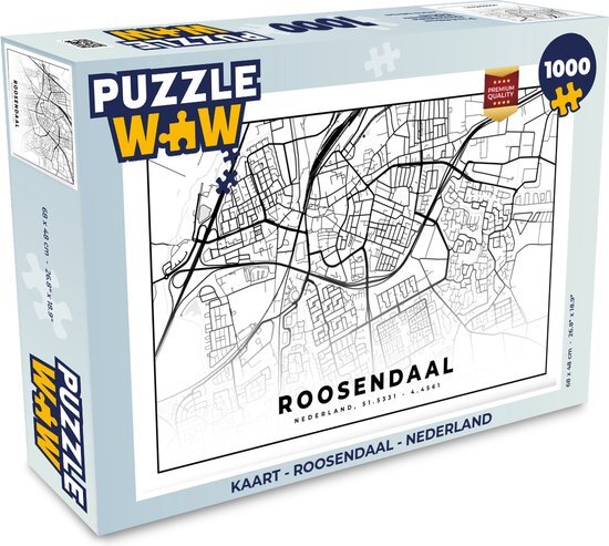 MuchoWow Puzzel Kaart - Roosendaal - Nederland - Legpuzzel - Puzzel 1000 stukjes volwassenen