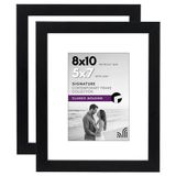 Americanflat 20x25,4 cm Fotolijst met Breukbestendig Glas - Set van 2 - Fotolijsten Gemaakt van Samengesteld Hout voor Verticale of Horizontale Muurweergave - Zwart