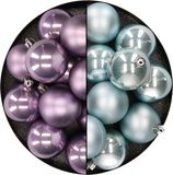 Merkloos / Sans marque Kaemingk B.V. Kunststof Kerstballen 6 cm - 24 stuks - Lila, Paars, Lichtblauw