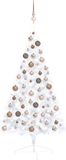 vidaXL Kunstkerstboom half 120 cm wit met verlichting