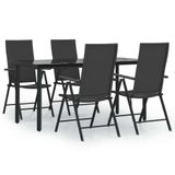 vidaXL Ensemble de jardin 5 pièces poly rotin noir