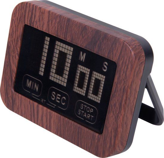 Krumble Digitale Kookwekker - Houtlook - Wit/Hout - LED - 8x6cm