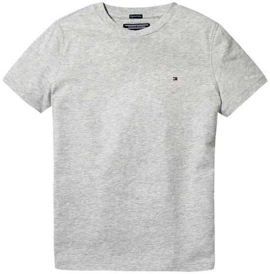 Tommy Hilfiger Basic T-shirt Jongens Grijs Melange Katoen Ronde Hals Korte Mouw Regular Fit