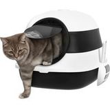 Litière pour chat fermée avec couvercle, pelle et déodorant, design pliable, 52x41x38 cm, blanche et noire