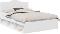 vidaXL Bedframe - met hoofdeinde - Wit - 150 x 200 cm - Massief grenenhout