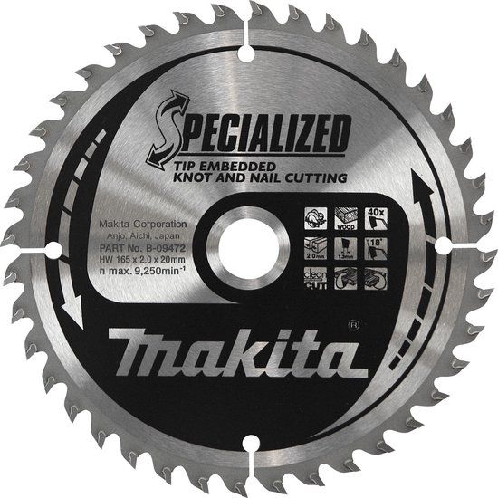 Makita Accessoires Makita Cirkelzaagblad voor Hout | Specialized: Noest/Spijker | Ø 355mm Asgat 30mm 40T - B-09466