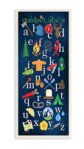 Stupell Home Decor Collection Buiten Abc's Wall Plaque Art - Wood - Multicolor - 17.78 x 45.16 x 43.18 cm