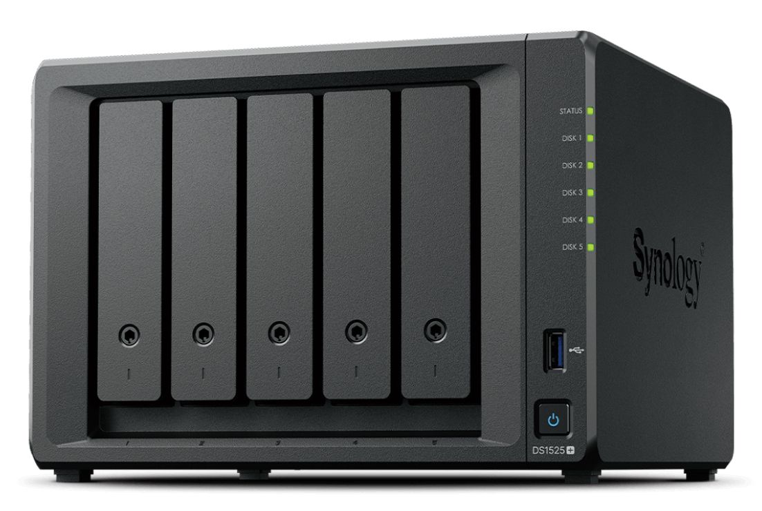 Synology DiskStation DS1525+ NAS Server - Ryzen Embedded V1500B - 8GB RAM - 0TB - Black