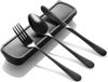 Non-branded Complete 4-piece cutlery set with carrying case, ideal for travel, camping and picnics, made of stainless steel and suitable for school and office