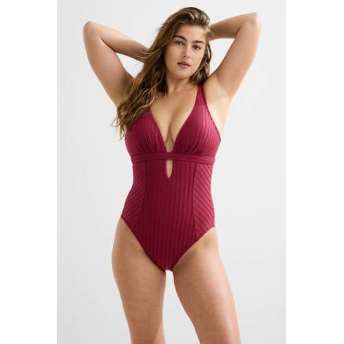 BEACHWAVE corrigerend badpak met textuur rood