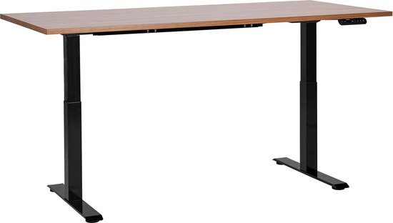 DESTIN III - Elektrisch bureau - Donkerhout/Zwart- 180 cm - MDF