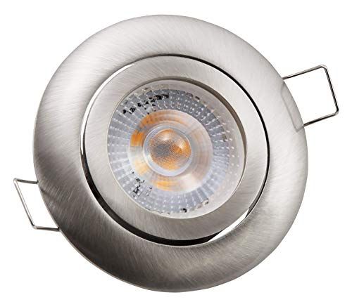 MC-Shine - LED inbouwlamp plafondlamp | Eco-50 | 5W, 400 lm, draaibaar, geborsteld roestvrij staal, 3000K