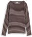 Tom Tailor - Shirt met lange mouwen en streepmotief - Maat XXL - brown white stripe