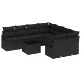 vidaXL Canapé 9 pièces Noir Polyrotin