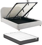 Vente-unique Lit avec rangement tissu beige 160 x 200 cm
