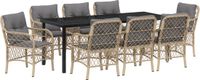 vidaXL 9-delige tuineetkamerset met kussens beige poly rotan
