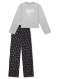 SCHIESSER Pyjama lang Gebloemd Meisjes Grijs-melange Katoen Maat 116