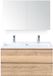 BES LED Vogue Badmeubelset 100 cm - Greeplijst in Kleur - Grey Oak - Keramische Wastafel Wit 2 Kraangaten met Spiegelkast