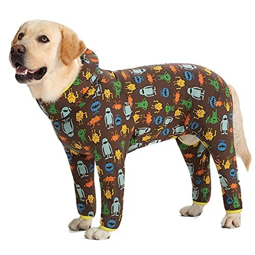 JRKJ Honden pyjama voor huisdieren honden kleding jumpsuit voor hond kostuum jas voor middelgrote grote honden cartoon gedrukt kleding shirt