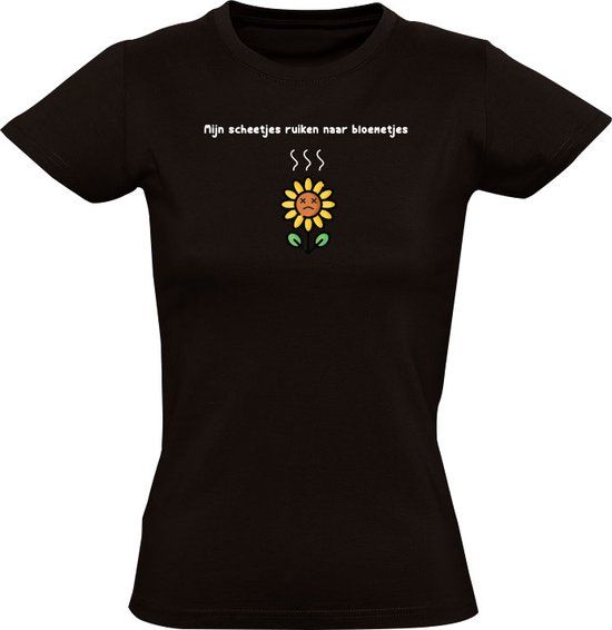 Sol's Mijn scheetjes ruiken naar bloemetjes Dames T-shirt - Zwart - S