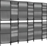 vidaXL Kamerscherm - 6 panelen - poly rattan - zwart