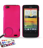 Ultraplatte MUZZANO Ultraplatte harde beschermhoes HTC ONE V [Le Pika Premium] [Bonbonroze] + Pen en Microvezeldoek MUZZANO® GRATIS