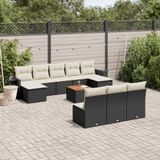 Maison Exclusive - Ensemble de jardin, 11 pièces, avec coussins, noir, en polyrotin