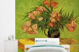 Nr1Wallpaper Behang - Fotobehang Stilleven vaas met oleanders en boeken - Vincent van Gogh - Breedte 265 cm x hoogte 220 cm